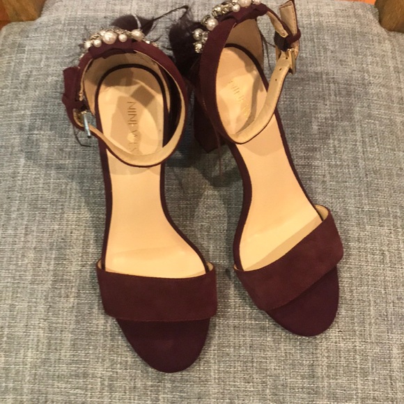 Nine West Plum Strap Heels w/ Fun Embellishments - Picture 6 of 7